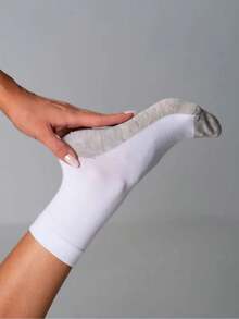 5/10 pares de calcetines de media caña blancos lisos para mujer, cálidos, transpirables, suaves y cómodos de algodón, adecuados para otoño/invierno, uso diario, deportes, oficina