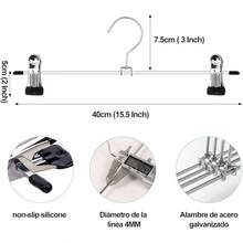 30PCS Ganchos para Pantalones con Clip Perchas para Ropa 40CM Metal Ligero Resistent Antideslizantes Duradera Ajustables con Gancho Giratorio Perchas para Faldas Jeans Adultos Hogar - 30 - Ver 2