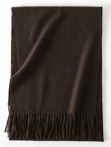 1pc Women's Minimalist Solid Color Faux Cashmere Scarf, Collegiate Style Shawl, Suitable For Seasonal Transition, Daily Wear, Windproof And Warm, New Year Gift - Brown - View 4