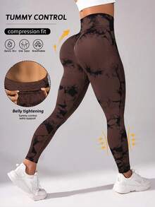 Women's Yoga Pants, Randomly Printed Seamless High Waisted Running, Fitness, And Sports Leggings