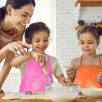 1 件儿童艺术家围裙 - 无纺布，适用于厨房、教室、社区活动、派对、工艺品和艺术绘画活动，颜色随机