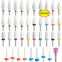 Bộ 5 hoặc 10 dụng cụ cắt gốm, mũi khoan móng, dụng cụ mài móng gel, dụng cụ loại bỏ lớp biểu bì, bộ giũa móng điện, phụ kiện - Nhiều màu - Xem 1