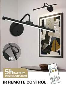 1 st. laddningsbar inomhusvägglampa, målarlampa med fjärrkontroll, 3 färgtemperaturer och dimbar, persondatorlampa, sladdlös bildlampa, konstlampa med justerbar ljusstyrka och timer, sminkspegellampa (1800mAh)