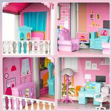 4/7/11/14 Rooms DIY Interactive Building Castle Dollhouse Set, Princess Castle Playhouse Toy, Suitable For Girls Pretend Play, Includes Furniture And Accessories, Gift Toy For Children 3-8 Years Old - Multicolor - View 6