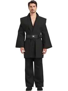 Anakin Costume Adult Men Tunic Hooded Robe Outfits Halloween Cosplay Uniform - màu đen - Xem 4