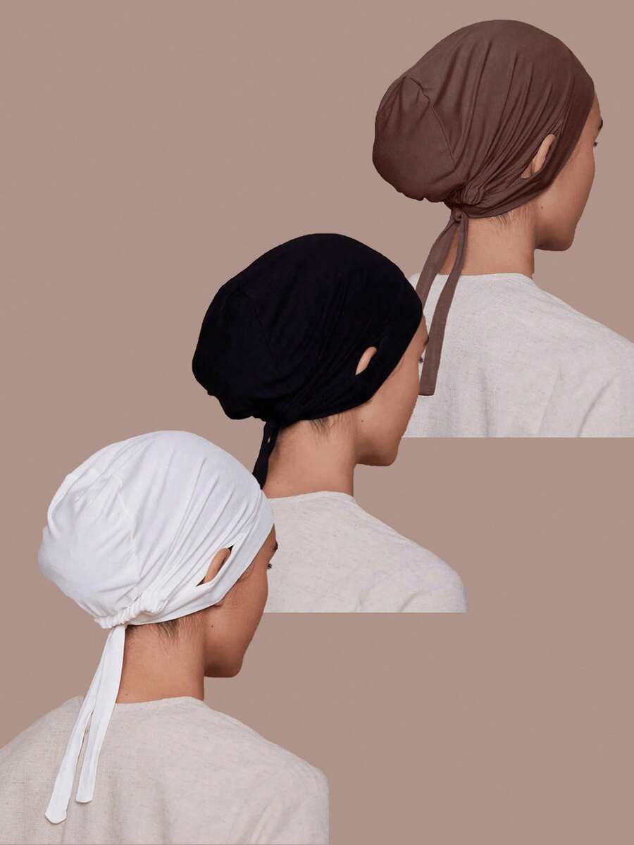 1 pieza Diadema con cordón de modal con lazo, unicolor, versátil y cómoda cofia para mujeres