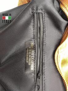 Suede Shoulder Bag With Studs MADE IN ITALY FIRENZE - D06 CUOIO - View 5