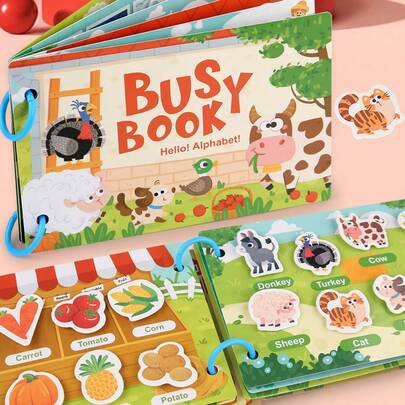 1pc Early Educational Silent Sticky Book For Toddlers, Repetitive Learning Puzzle Sticker Book Montessori Toy