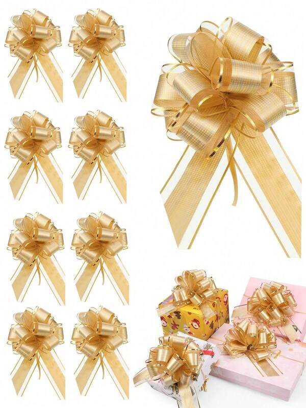 6 piezas - Lazos de tiro para envolver regalos, lazos de tiro rosas, lazos de tiro reutilizables para envolver cajas y decorar, accesorios decorativos para envolver regalos de boda, cajas de regalo de fiesta de cumpleaños y decoraciones florales, decoraciones navideñas, suministros perfectos para fiestas de Navidad