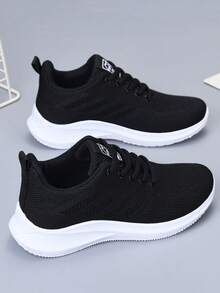 Women's Casual Sneakers, Lightweight & Comfortable Low-Top Walking Shoes, Round Toe Lace-Up Leisure Running Shoes, Mesh Breathable Fabric Hollow Lightweight Athletic Shoes