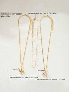 3件套时尚气质多功能通勤风多层项链花朵锁骨链女贝壳项链套装