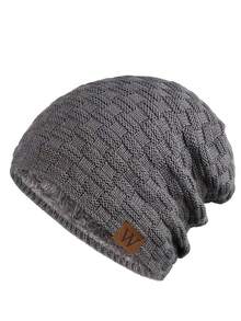1pc Men's Knitted Hat, Cap With Fleece Lining, Thick Warm Ear Protection Beanie For Autumn/Winter Autumn Decor
