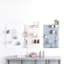 1pc/2pcs/4pcs Perforated Panel Wall Mounted Storage Rack, With Double-Sided Adhesive, Cute & Elegant Design, Suitable For Dorm, Simple Desktop Decor And Storage Organizer