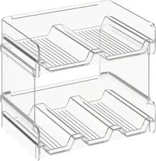 Lifewit Stackable Water Bottle Organizer For Cabinet, Kitchen Pantry Organization And Storage, Plastic Fridge Wine Racks, Tumbler Travel Cup Holder, 2Pack, Hold 6 Bottles