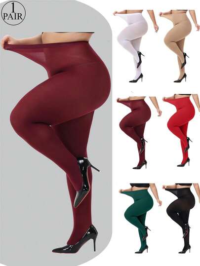 1pair Plus Size Tights For Women Super Soft 80D Semi Opaque Pantyhose Stretchable Women's Stockings