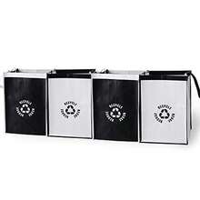 Reusable Recycling Bags For Kitchen & Home - High-Quality Trash Sorting Organizer With Double-Stitched Handles, Foldable Design For Indoor/Outdoor Use, Indoor Waste Sorting, Recycling Bin Design, Sturdy Handle Straps .4set
