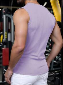 Men's Summer Tank Tops Sleeveless Undershirts Tank Basic Workout Gym Muscle Shirts-2025 - Purple - View 5