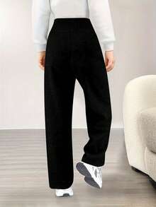 Quần nỉ thể thao màu xám dáng suông thoải mái, dễ phối đồ cho bé gái. - màu đen - Xem 4