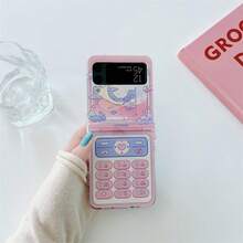 可爱少女粉色电话折叠手机壳适用于三星 Galaxy Z Flip3 5G/Galaxy Z Flip 4 5G/Galaxy Z Flip 5 5G/Galaxy Z Flip 6 5G/Galaxy Z Flip 7 5G，梦幻卡通超薄硬壳，适合女性 - 粉色 - 查看 1