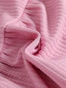 2 Stück Baby Mädchen einfarbiges Set mit rundem Ausschnitt, 3D Schleife, Rüschensaum Kurzarm T-Shirt und elastischer Taille einfarbige Strick Hose, geeignet für Zuhause, Alltag und Ausflüge, Frühling/Herbst