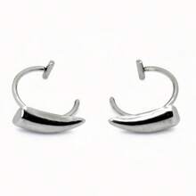 2pcs Stainless Steel Fashionable And  Personality Fangs Lip Rings Halloween Accessories Fake Lip Rings Wolf Tooth Shape - 銀色 - 查看 9