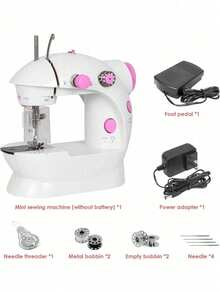 Mini Máquina de Coser Portátil Automático Eléctronico Compacta Doble Velocidades Controlar Doble de Hilos, Principiantes - Multicolor - Ver 1