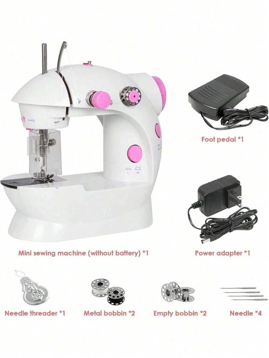Mini Máquina de Coser Portátil Automático Eléctronico Compacta Doble Velocidades Controlar Doble de Hilos, Principiantes - Multicolor - Ver 1