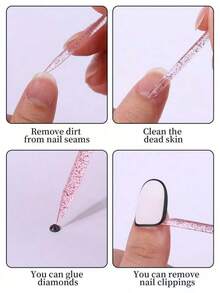 300/100/50/10Pcs Orange Wood Stick For Cuticle Pusher & Nail Cleaning, Suitable For Nail Salons & Diy Nail Art - 粉色 - 查看 3