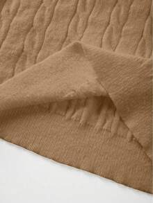 FOR BEAUTY 纯色极简圆领扭结针织长袖毛衣，女士时尚落肩套头衫，新年版 - 暖棕色 - 查看 10