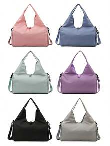 男女通用瑜伽运动健身包，带鞋仓、干湿分离口袋、可调节瑜伽垫绑带，可作旅行手提包或单肩包，适合锻炼。 - 黑色 - 查看 4