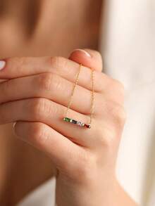 12种颜色可选，可定制诞生石项链，生日和节日的完美礼物，适合日常佩戴、节日庆典、宴会、派对及各种场合。独特设计，个性化定制，时尚精致。 - 彩色 - 查看 6