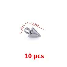 10pcs/Pack High Quality Stainless Steel Cone-Shaped Spike Pendant, Large Hole Cone Pendant, Long Bullet Nail Pendant, Conical Stainless Steel Pendant, Suitable For Hip-Hop, Rock, Gothic, Punk Style DIY Necklace, Bracelet, Jewelry Making, Accessory - Pointed Cone Pendant - View 27