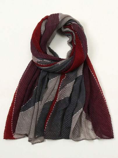 1pc Geometric Pattern Casual Polyester Chiffon Printed Scarf, Crinkle Scarf, Suitable For Spring, Summer, Autumn, Winter