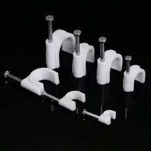 带钢钉的电缆夹，3mm 4mm 5mm 6mm 7mm 8mm 9mm 10mm 12mm 14mm 16mm，带钢钉的电线墙夹，以太网电缆夹，电缆夹同轴电缆夹，RG6 RG59 CAT6 RJ45 电缆线夹，白色，电缆管理整理器夹，电缆夹同轴电缆固定夹 - 白色 - 查看 4