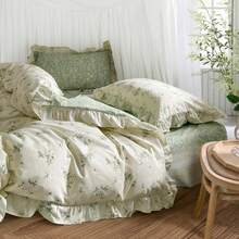 Vclife Vintage Floral Comforter Set Four Sizes, All Seasons Muslin Cotton Bedding Set, 3 Pieces Farmhouse Shabby Chic Jacquard Floral Comforter Set Perfect For Women And Men - 胖被套裝-茶藝師 - 查看 3