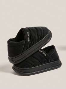 新款男士冬季家居拖鞋，包头设计，保暖内衬，室内外情侣拖鞋，毛绒拖鞋