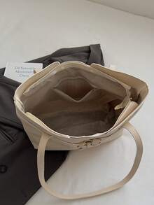Women's Large Capacity Tote Bag, Suitable For Daily Commute, Autumn/Winter - Beige - View 8