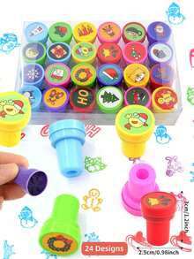 10/24 Piezas Sellos navideños de dibujos animados surtidos autoentelados para niños, para fiestas de Navidad, Año Nuevo, cumpleaños, regalos, manualidades infantiles, premios escolares, pintura DIY