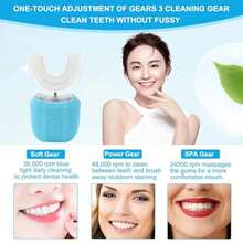 Cepillo de dientes inalámbrico en forma de U con luz de blanqueamiento dental ultrasónica de 360 grados, de silicona, eléctrico y automático