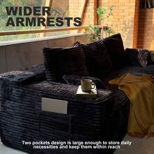 105/163"Sectional Sofa Couch,(Black)Modern Minimalist Cloud Couches For Living Room, Corner Corduroy Sofa With Ottoman, No Assembly Required,Sofa Bed,Sofas For Living Room,Living Room Set Furniture,Couch,Sofa, Convertible Sofa Bed, Living Room Furniture, Muebles, Bedroom Furniture Set, Recliner Chair For Adult, Living Room Set Furniture.