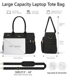  Teacher Tote Bag 15.6 Inch Laptop Bag For Women Work Bag Laptop Tote Nurse Bag Professional Computer Messenger Bag, Laptop Briefcase For Office, College, Nursing, Large Utility Tote Messenger Shoulder Bag, Best Teachers Day Gift ﻿ - 黑色 - 查看 2