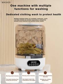 GENAI Mini mașină de spălat de 3L cu deshidratare și lumină UV, mașină de spălat portabilă pentru cămin, bebeluși și călătorii