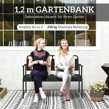 2-Sitzer Gartenbank, Sitzbank mit Lamellen-Design, wasserabweisend Gartenmöbel mit Rücken- & Armlehnen, Parkbank 240kg belastbar, Balkonbank für Terrasse, Garten, 121 x 64 x 84cm, Schwarz
