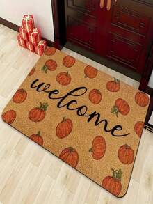 1pc Best-Selling Cute Real Pumpkin Welcome Doormat/Floor Rug - 900GSM Soft Velvet, Machine Washable Durable Stain-Resistant Quick-Drying, Suitable For Indoor/Outdoor Decor, Bedroom, Kitchen, Photo Props, Holiday Gifts, All Season