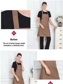1 pièce Tablier de cuisine en canevas épais, respirant et résistant à l'huile pour la maison, le restaurant, imperméable et résistant à l'huile, vêtement de travail, supermarché, salon de thé au lait, café, salon de manucure, couleur aléatoire haute beauté anti-salissure à la taille