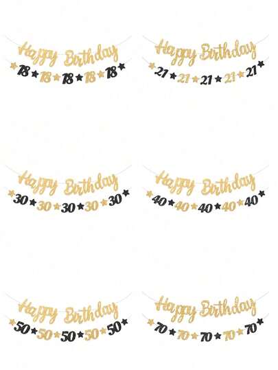 1 conjunto de faixa de aniversário preta e dourada, faixa de feliz aniversário de 18/21/30/40/60/70/50 anos, decoração de fundo para festa de aniversário de 18/21/30/40/60/70/50 anos, artigos para comemoração de aniversário, decoração de casa de aniversário, decoração de parede, adereços para fotos de aniversário, decoração de quarto