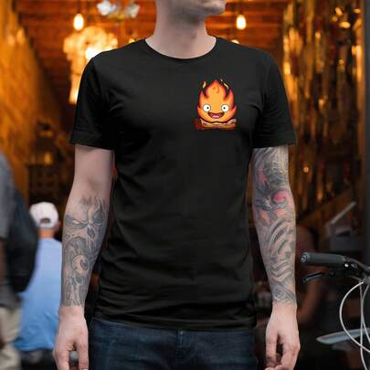 Playera con grafico de fuego anime caricaturas película retro