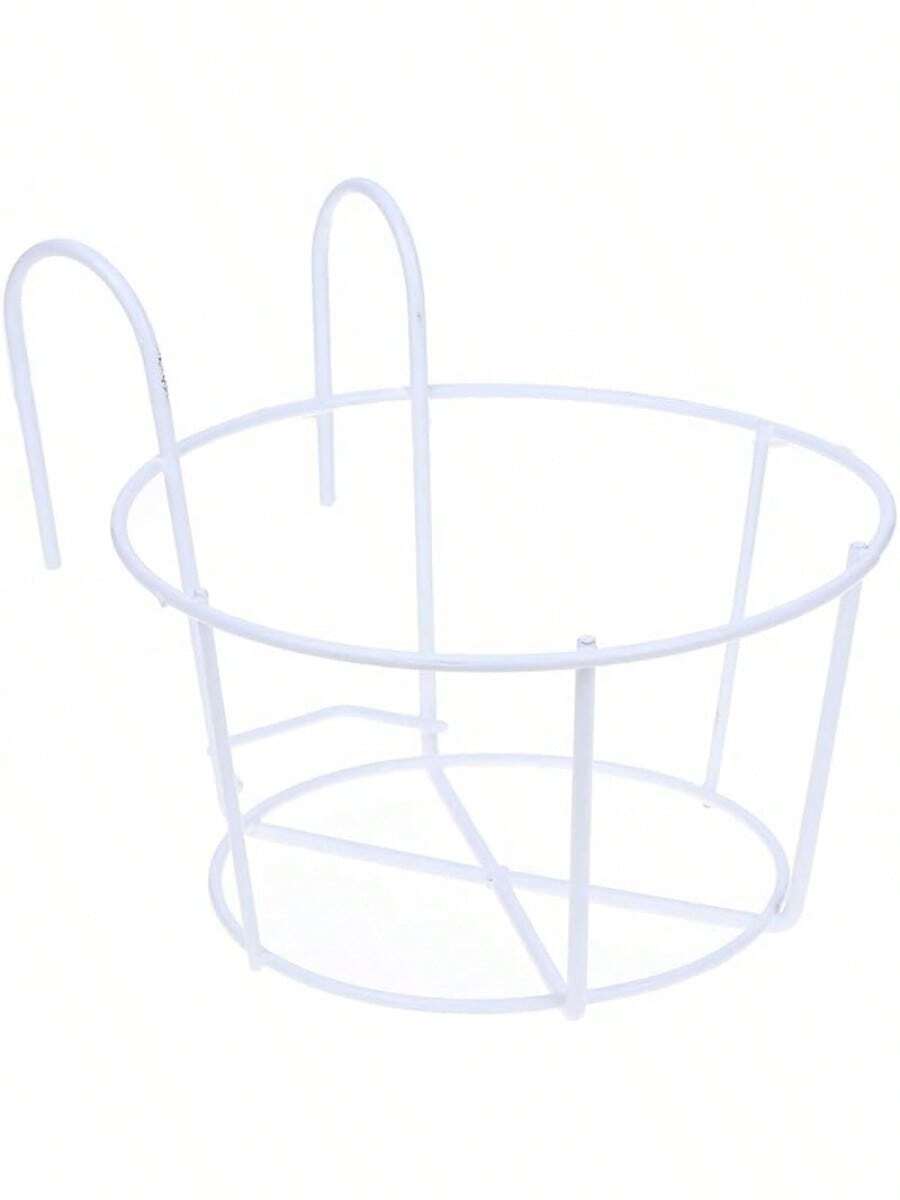 4 Pack Hanging Railing Planters Flower Pot Holders Plant Iron Racks Fence Metal Potted Stand Mounted Balcony Round Plant Baskets Shelf Container Box For Indoor&Outdoor Use-Black,Garden Steel Pots,6.3" - 中白色 - 查看 1