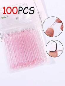 300/100/50/10Pcs Orange Wood Stick For Cuticle Pusher & Nail Cleaning, Suitable For Nail Salons & Diy Nail Art - 粉色 - 查看 6