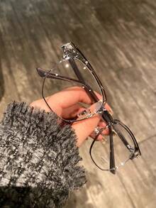 Blue Blocker Glasses For Men Metal Browline Computer Gaming Glasses Filter Blue Ray (Silver Metal/Gray Crystal TR90 Eyeglasses)  New Vintage Fashion Half Frame Semi-Rimless Clear Lens Glasses Blue Light Glasses For Woman/Men Computer Bluelight Glasses Womens/Mens - Màu trắng trong suốt - Xem 9